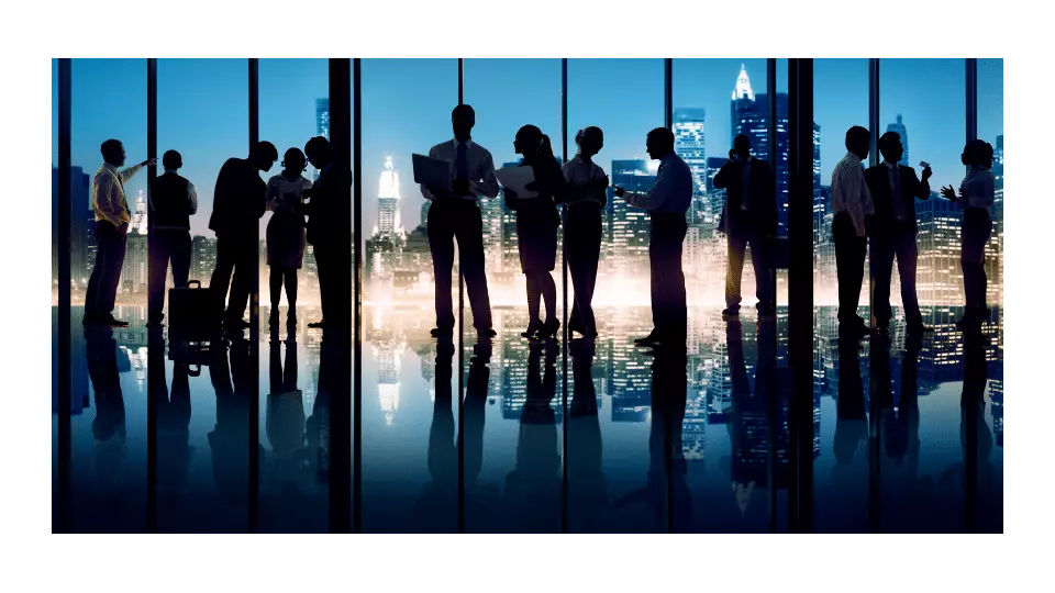 corporate scene with silhouettes